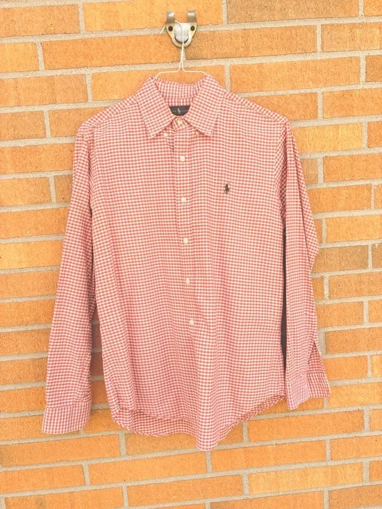 Ralph Lauren Men’s Orange Gingham Button-Down Shirt - Picture 1 of 4
